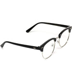 Vintage Inspired Classic Half Frame Clubmaster Horn Rimmed Clear Lens Glasses