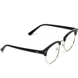 Vintage Inspired Classic Half Frame Clubmaster Horn Rimmed Clear Lens Glasses