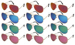 12-Pack Men Women Metal Round Aviators Sunglasses Tinted Lens