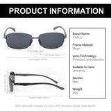 Rectangular Mens Sunglasses with UV400 Protection, Durable Metal Frame, Polarized Lenses for Driving