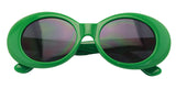 Vintage Sunglasses UV400 Bold Retro Oval Mod Thick Frame Sunglasses Clout Goggles with Dark Round Lens