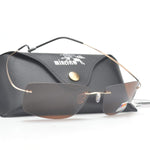 /Men Rimless Titanium Frame Polarized Sunglasses With Case