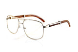 FBL Unisex Vintage Style Clear Lens Metal & Wood Feel Eyeglasses UV 400 Protection A071