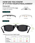 2-Pack Polarized Clip-on Flip Up Rimless Rectangle Sunglasses,JP24