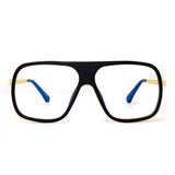 Flat Top Mirrored Designer Sunglasses Square Clear Lenses Metal Shades Men Women