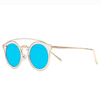 Round Sunglasses for Women Double Bridge, Light Weight, Pouch Included