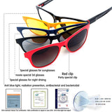 Magnetic Polarized 4Pcs Clip-on Lens Glasses Shade Sunglasses Night Vision Driving