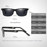 Polarized Sunglasses Men Wayfarer Driving Square Carbon Fiber Al-Mg Metal Frame with Case