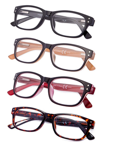 4-Pack Reading Glasses with Spring-Hinges