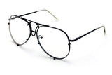 New Large Non-Prescription Premium Aviator Clear Lens Glasses Gold Silver Black
