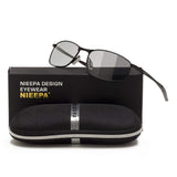 Men's Photochromic Polarized Sunglasses Square Metal Driving Eyewear