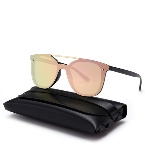 Unisex Retro Classic Rimless Sunglasses One Piece Mirrored Square
