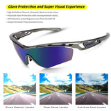 Coso Sport Sunglasses, 4 Interchangeable Colors with 2 Polarized Lenses, Ultimate Safety Impact Resistant, UV Eye Protection, Unbreakable TR90 Frame