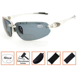 Sports Polarized Bifocal Sunglasses Half-Rimless Wraparound Designer Style Outdoor Sun Readers