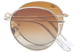 Polarized Folding Round Sunglasses With Premium Cleaning Cloth and Leather Case