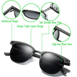 Polarized Half Frame Clubmaster Sunglasses Horn Rimmed Overlap Frame Eyewear