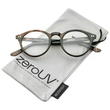 Retro Keyhole Nose Bridge Clear Lens P3 Round Glasses 46mm