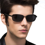 Rectangular Mens Sunglasses with UV400 Protection, Durable Metal Frame, Polarized Lenses for Driving