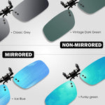 2-Pack Polarized Clip-on Flip Up Rimless Rectangle Sunglasses,JP24