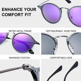 Round Retro Polarized Sunglasses Driving Shopping Glasses Steampunk Frame, UV400 Protection