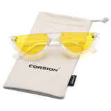 Fashion Half Rim Moon Clear Sunglasses for Women 100% UV400 Protection