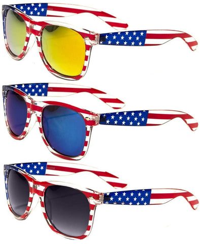 V.W.E. Classic American Patriot Flag Mirror Sunglasses USA