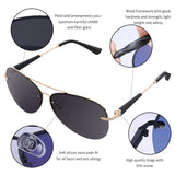 Premium Military Style Rimless Classic Aviator Sunglasses for Men - Driving Sunglasses, Polarized, 100% UV protection