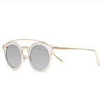 Round Sunglasses for Women Double Bridge, Light Weight, Pouch Included