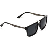 - Double Nose Bridge Square Black Lens Black Frame Sunglasses