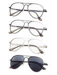 4-pack Pilot Style Reading Glasses with Spring Temples Include Sun Readers