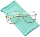 - 70's Style Clear Glasses Gold Frame Aviator Style