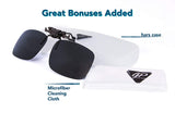 Clip on Polarized Sunglasses Plus Night Vision Flip up Anti reflective Anti Glare UV-400 To Wear Over Prescription Glasses