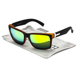 Large Matte Square Retro Sunglasses Black Red Blue Frame Color Mirror Lens