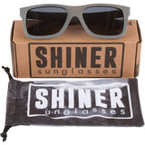 Wood Sunglasses - SHINER Gray Bamboo Sunglasses with Polarized Black Lens