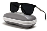 - Flat Top Polarized Lens Square Black Sunglasses for Men