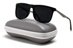 - Flat Top Polarized Lens Square Black Sunglasses for Men