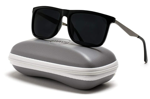 - Flat Top Polarized Lens Square Black Sunglasses for Men