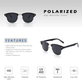 Classic Polarized Semi Rimless Unisex Horn Rimmed Sunglasses Mens Womens