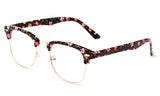 Newbee Fashion - Clubmaster Oval Stylish Retro Vintage Semi-Rimless Floral Classic Half Frame Clear Glasses Frames
