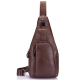 Genuine Leather Travel Sling Backpack Durable Men Cross Body Chest Bag XB-086
