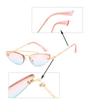 Vintage Slender Petals Shape Arc Temple Cat eye Sunglasses Skinny Design Glasses