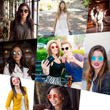 Round Sunglasses for Women Double Bridge, Light Weight, Pouch Included