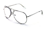 New Large Non-Prescription Premium Aviator Clear Lens Glasses Gold Silver Black