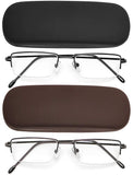 Reading Glasses Set of 2 Half Rim Ultra Lightweight Coordinating Cases Included and Durable Classic Readers for Men and Women