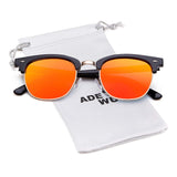 Polarized Sunglasses Women Men Classic Semi Rimless Frame Retro Sunglasses
