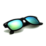 Matte Rubber Finish Polarized Horn Rimmed Sunglasses For Men Women Color Mirror Lens UV400
