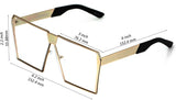 Elite Oversized Flat Top Metal Square Sleek Retro Silver Gold Clear Lens Sunglasses