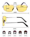 HD Night Vision Glasses Polairzed Anti Glare Safe Driving Yellow lens Mens Rectangle Metal Frame, UV400 Protection