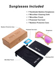 Womens Aviator Sunglasses Polarized Men Handmade Bamboo Sun Shades With Bamboo Case