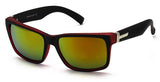 Large Matte Square Retro Sunglasses Black Red Blue Frame Color Mirror Lens